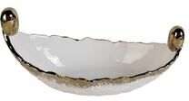 Classic Touch "White Porcelain Boat Dish with Gold Edge, 13.5""L"