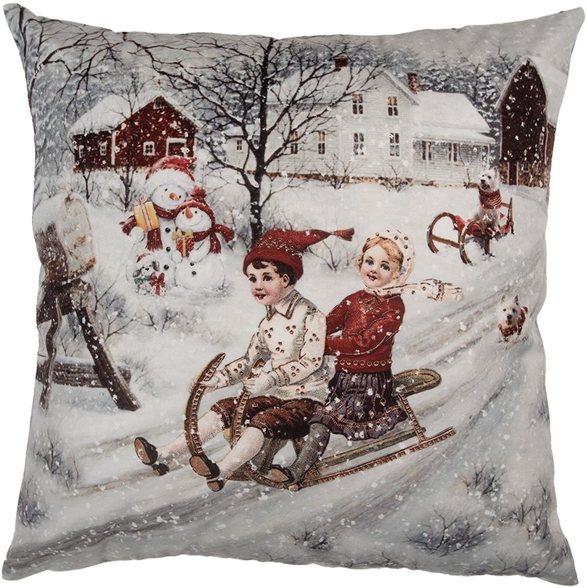 Clayre & Eef Kussenhoes Grijs Polyester Winter 45x45 cm