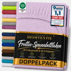 EXKLUSIV HEIMTEXTIL Doppelpack Frottee Spannbettlaken 200 x 220 cm Flieder