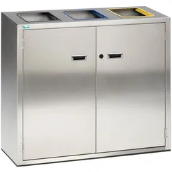 VAR Wertstoffsortiersystem 270 Liter Edelstahl, Abfalleimer, Silber