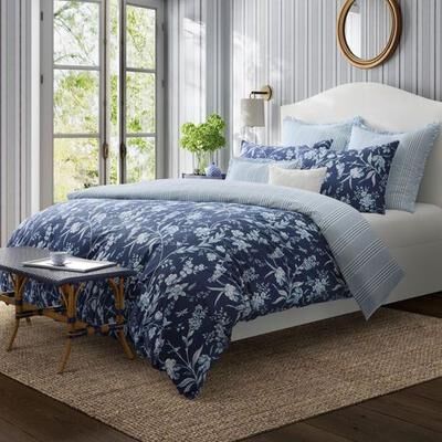 Revman International Branch Toile Comforter Bed Set Blue, King, Blue