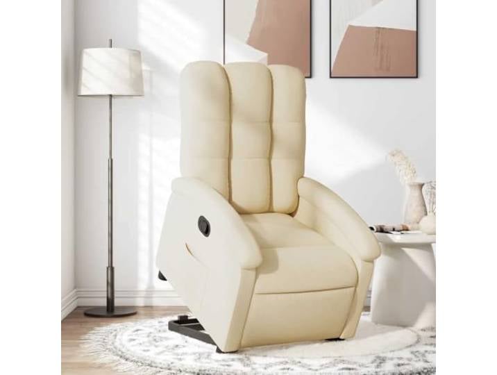 HEFZGDB Relaxsessel mit Aufstehhilfe in Creme Stoff Elektrischer Lift und Manuelle Liegefunktion für Komfort und Entspannung