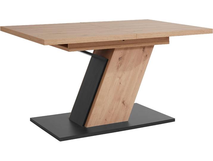 Säulen-Esstisch HELA Gesa , schwarz (artisan eiche, schwarz, artisan eiche, schwarz, artisan eiche, schwarz), B:140cm H:76cm T:90cm, Tische, Säulen-Esstisch, ausziehbar 140-180 cm