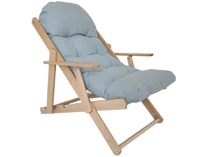 Fauteuil lounge pliable inclinable matelas grand confort bois gris