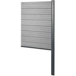 WPC-Sichtschutz Savoie, Zaun Windschutz, Alu-Pfosten zum Einbetonieren ~ Erweiterungselement schmal, 95cm grau