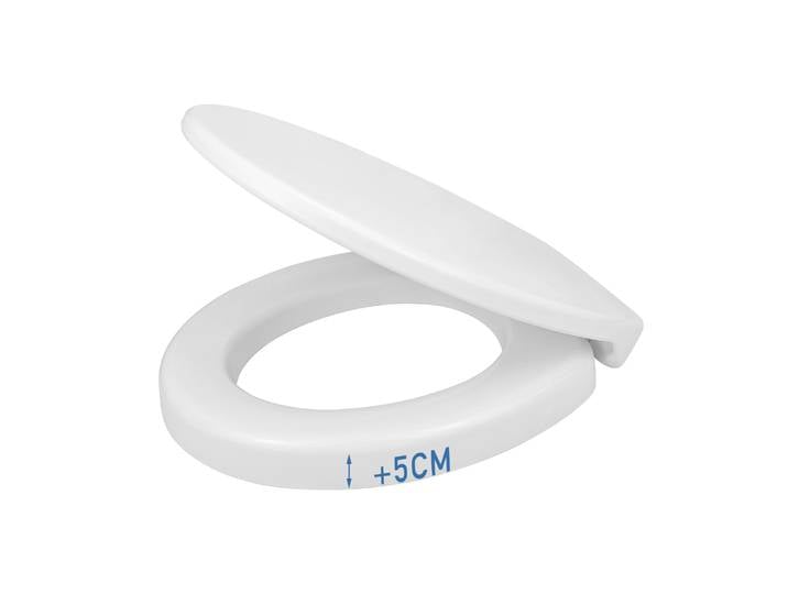 Abattant WC surélevé 5cm pour Personnes Âgées/Handicapées, Frein de Chute Silencieux 250 kg, clip-on toilet seat
