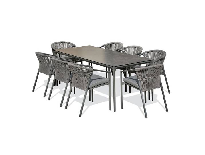 Ensemble repas jardin 8 places en Céramique - Gris anthracite - TIGUA