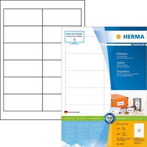 Herma Premium 4669 100 Etiketten weiß 96.5 x 42.3, 1200 Stück