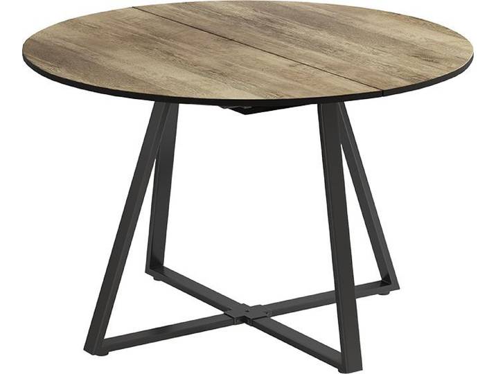 Esstisch Vicco Loyd Eiche rustikal/Schwarz 120-160 x 120 cm ausziehbar, Model 56517