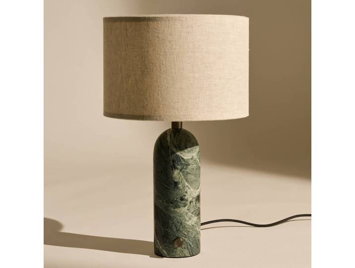 GUBI Tischlampe Gravity Small, dimmbar, grün, für Wohn- / Esszimmer, Stein, Design, Tischlampe