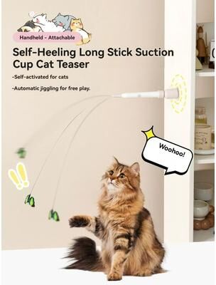 Uplift Treasures Automatic Suction Cup Cat Teaser Wand Toy Automatic Suction Cup Cat Teaser Wand Toy