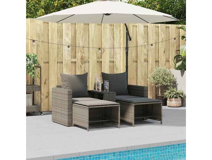 BEST HOME Meuble de jardin moderne - Salon de jardin 5 pcs avec coussins empilable gris polyrotin FR660361