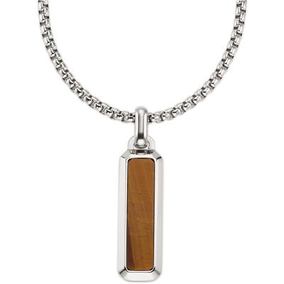 Kette mit Anhänger BRUNO BANANI "Edelstahlkette mit Stabanhänger Tigerauge", braun (edelstahlfarben, braun), Halsketten, Damen, Edelstahl, L: 55 B: 2,9mm, mit Tigerauge, B:2,9mm