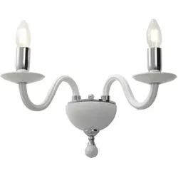 Cristelle-Wandleuchte aus weißem handgefertigtem Glas, E14-IP20-Anschluss, klassisches Design mit optischen Kristalldetails - Rossini Illuminazione