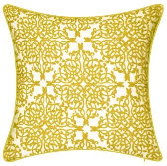 Indoor & Outdoor Embroidered Lace Decorative Pillow by Levinsohn Textiles in Citron