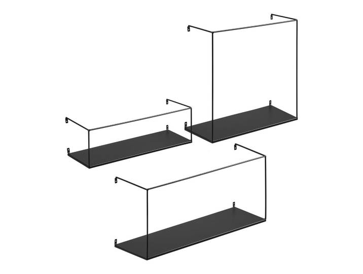 Wandregalset Ulmo Wall Shelf Schwarz, 3-teilig
