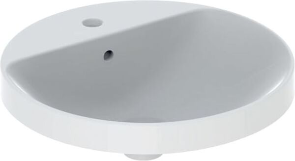 Geberit VariForm Einbauwaschtisch 500705012 d= 48cm, mit Hahnlochbank, Überlauf, rund, weiß