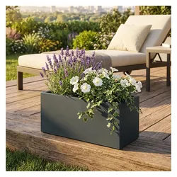 Ethick, Blumentopf, Blumentopf Rechteckig 58cm in Anthrazit, Pflanzkasten 21L aus Kunststoff (58 x 26 x 26 cm)