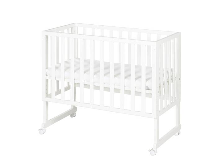 roba 3-en-1 Lit-bébé à coucher avec barrière de sécurité et matelas (Blanc)