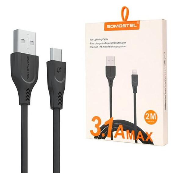 Somostel USB-KABEL TYP C 3.1A SCHWARZ QC3.0 2M SMS-BT02 (2 m) (25707)