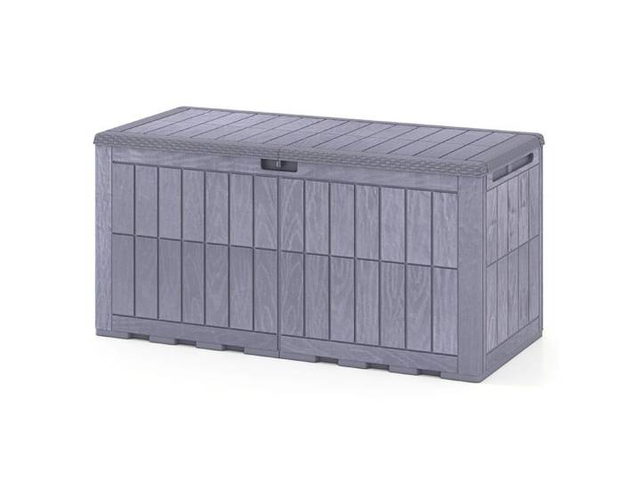 Rangement extérieur 455 L coffre de jardin verrouillable avec vérins hydrauliques pour coussins et outils