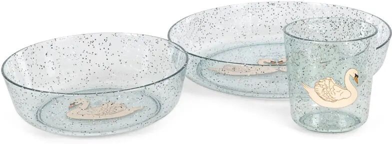 Konges Sløjd Set repas glitter Swan Bleu taille unique