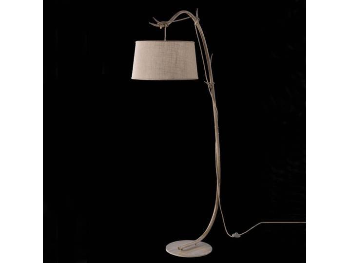 Mantra Iluminación Stehlampe Sabina, Holz hell, für Wohn- / Esszimmer, Textil / Stoff / Seide, Landhaus / Rustikal, Stehlampe
