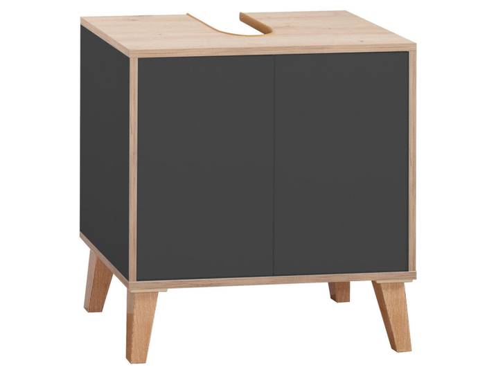 Mid.you Waschbeckenunterschrank Morena, Grau, Eiche Artisan, 1 Fächer, nur wie online abgebildet bestellbar, 60x63x32.5 cm, FSC Mix, stehend, Holzmöbel, Holzschränke, Waschbeckenunterschränke Holz