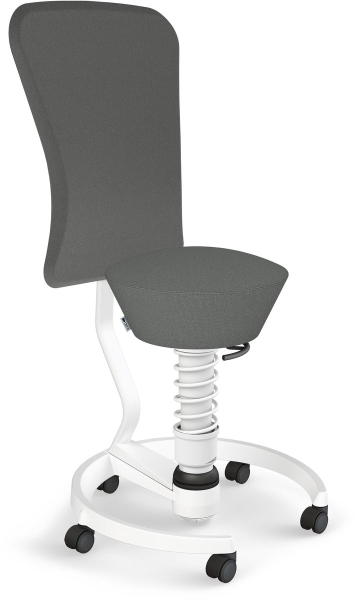 Swopper rugleuning met harde wielen, Standaard, White en Grey Melange, gerecycled polyester Cura, Aeris