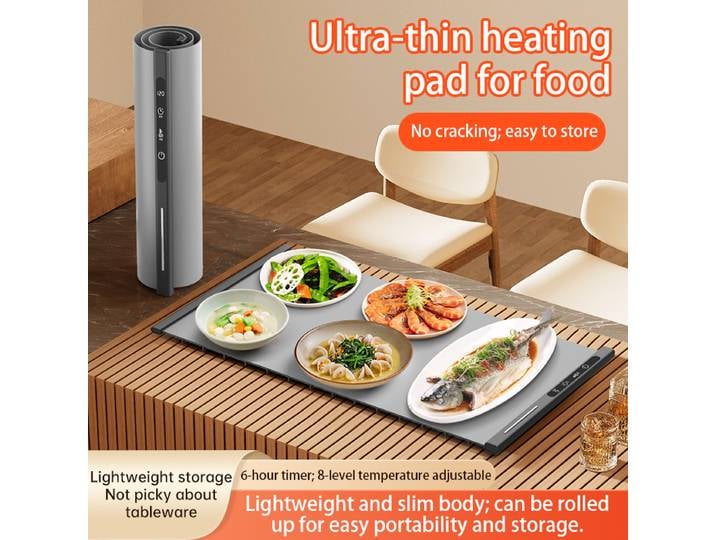 Tapis chauffant alimentaire en Silicone Flexible, plateau chauffant pliable, tapis chauffant électrique pour aliments, planche à découper chaude, plats chauds constants