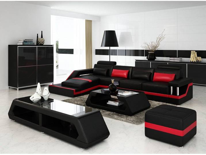 Xlmoebel Ecksofa Designer Ledersofa HAMBURG III mit USB-Anschluss und modernem Design, Ecksofa, Hergestellt in Europa