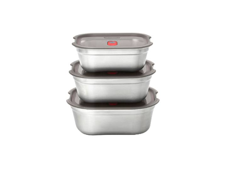 3er Set Premium Multifunktions-Food-Boxen „Stellum“, assortiert Silber black+blum