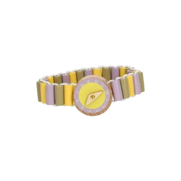 Dille & Kamille Houten Horloge Geel/Lila