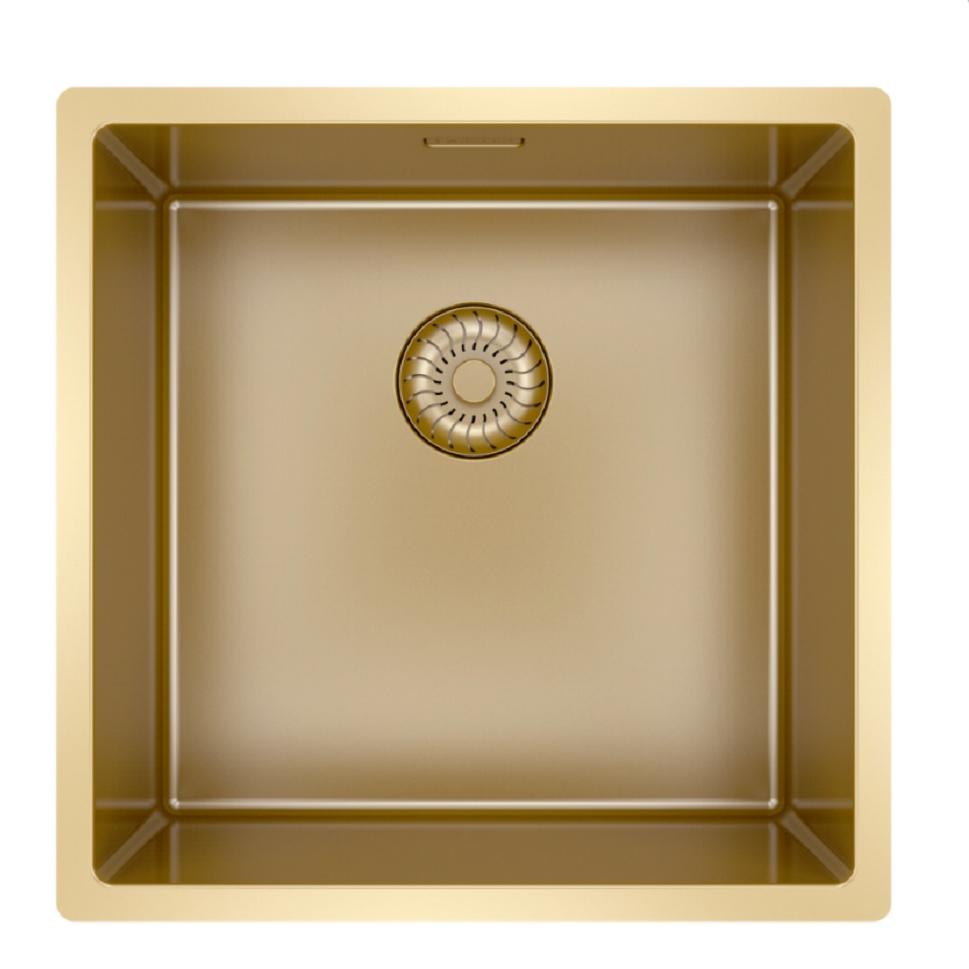 Caressi CAPP40R10G Spüle, Ein-/Unterbau, Flächenbündig (HPL). Gold (PVD).