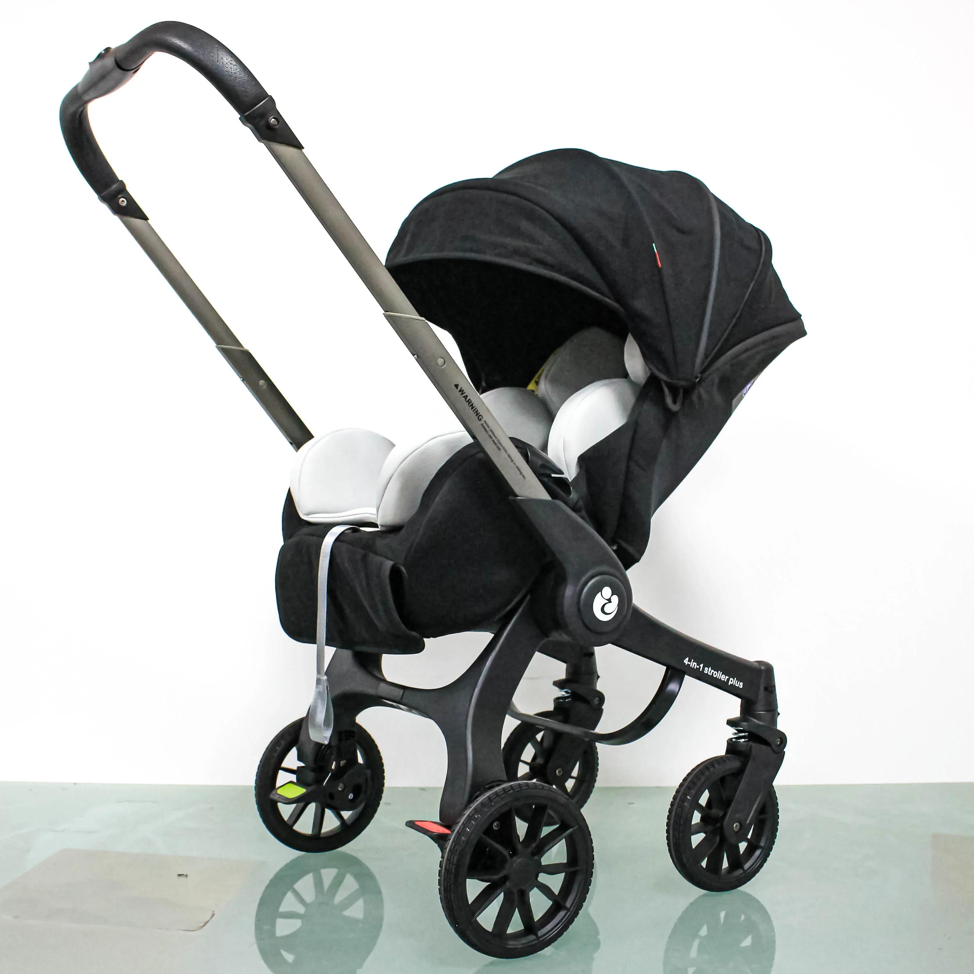 Kinderwagen - 4-in-1 Multifunktions-Reisekinderwagen - Faltbar - Leicht - Für Neugeborene - Hohe Liegeposition - Schwarz
