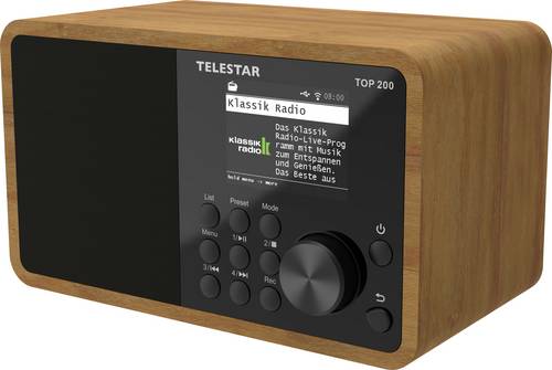 Telestar TOP 200 Holz Internet Kofferradio Internet, DAB+, UKW Bluetooth, USB, WLAN, AUX Holz