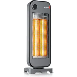 Brandson Carbon Heizstrahler 900 W, Infrarotstrahler, 2 Heizstufen 450/900 W, 90° Oszillation, IP20, Heizstrahler, Grau