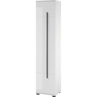 Hochschrank HOME AFFAIRE "Cantara, Badschrank in Hochglanz Weiß, Hochschrank im modernen Design", weiß (weiß, weiß hochglanz), B:45cm H:200cm T:35cm, FSC-zertifizierter Holzwerkstoff, MDF, Schränke, Hochschrank, mit schwarzen Griffen, ausreichend...