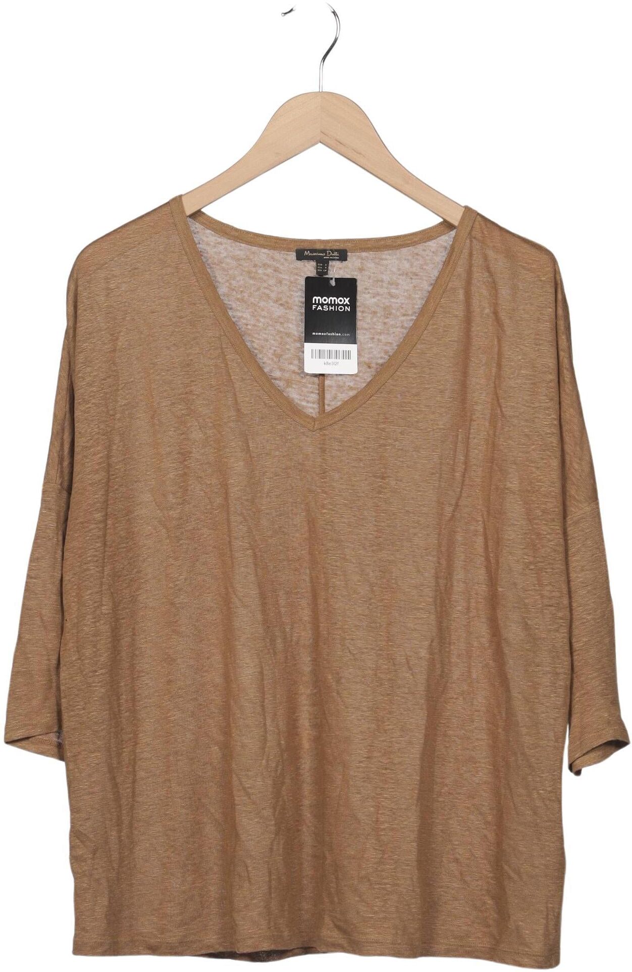 Massimo Dutti Damen Langarmshirt, Braun, Gr. S, Leinen - Second Hand