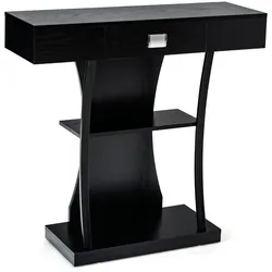 Helloshop26 - Konsolentisch mit Ablage 91 x 30 x 88 cm moderner Stauraum dekorativer Eingangstisch aus schwarzem Metall 20_0013823