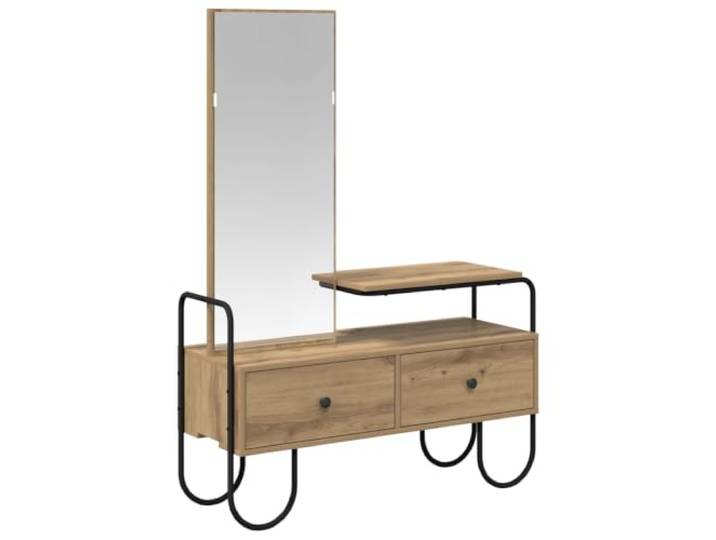 Schminktisch Artisan-Eiche Holzwerkstoff mit Schubladen und Stahlrahmen Holzwerkstoff, verzinkter Stahlrahmen, Schubladen, Artisan-Eiche, Fußschutz, Wandbefestigung, Schlafzimmer, modern