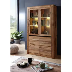 Vitrine Wild-/Zerreiche 105x42x190 natur geölt MONTREUX #101