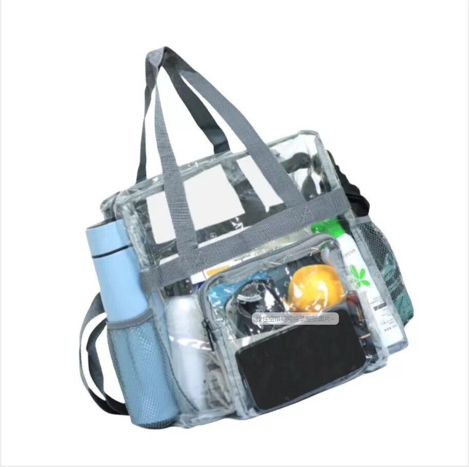 INF Sac fourre-tout transparent en PVC gris - Sac à main de voyage portable