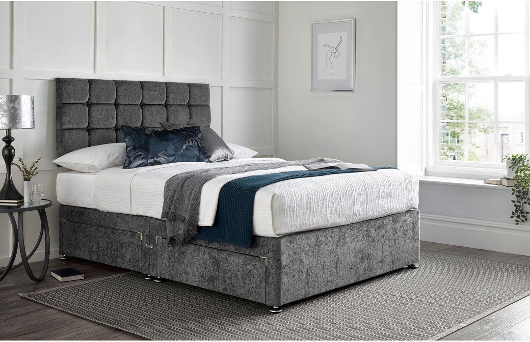 Wayfair Sleep Wattenberg Divan Bed with 24" Headboard on Struts Charcoal Single (3')