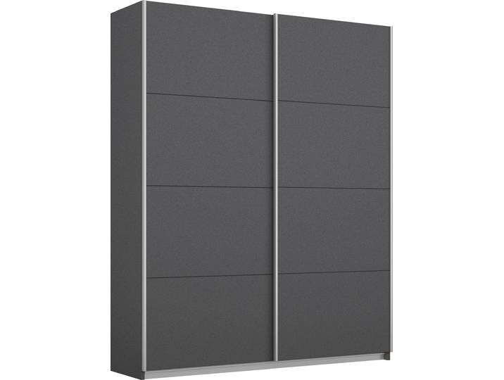 Schwebetürenschrank GOODPRODUCT Kleiderschrank Schrank Garderobe Schlafzimmerschrank THANOS , grau (graumetallic), B:136cm H:197cm T:62cm, Holzwerkstoff, Schränke, Schwebetürenschrank, Optional mit Spiegel, Metall-Griffleisten alufarben MADE IN GERMANY