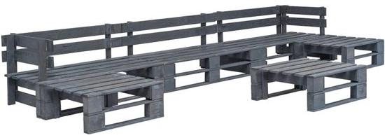 Famanu Lounge Set aus Holz mit 6 Teilen für Garten und Terrasse - Naturfarben