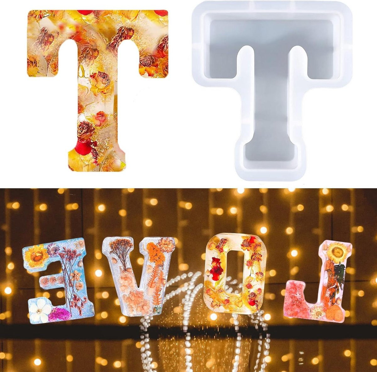 Siliconen Alfabet Hars Mal voor Decoratie - Letter Vorm - Transparant - 7 Inch