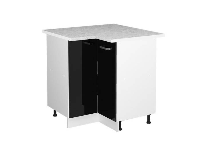 Vicco Eckschrank FÜR Hausrat R-Line Schwarz Hochglanz 75.6 cm mit Tür, mit Arbeitsplatte, Holzwerkstoff, 2 Fächer, Formgebogen, 75.6x81.6x60 cm, Waschküche, Mehrzweckschrank