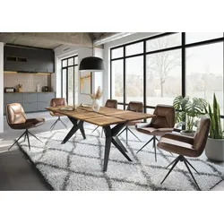 Esstisch Mango 200x100x76 natur lackiert / Epoxid schwarz, Sterngestell anthrazit glänzend EPOXY