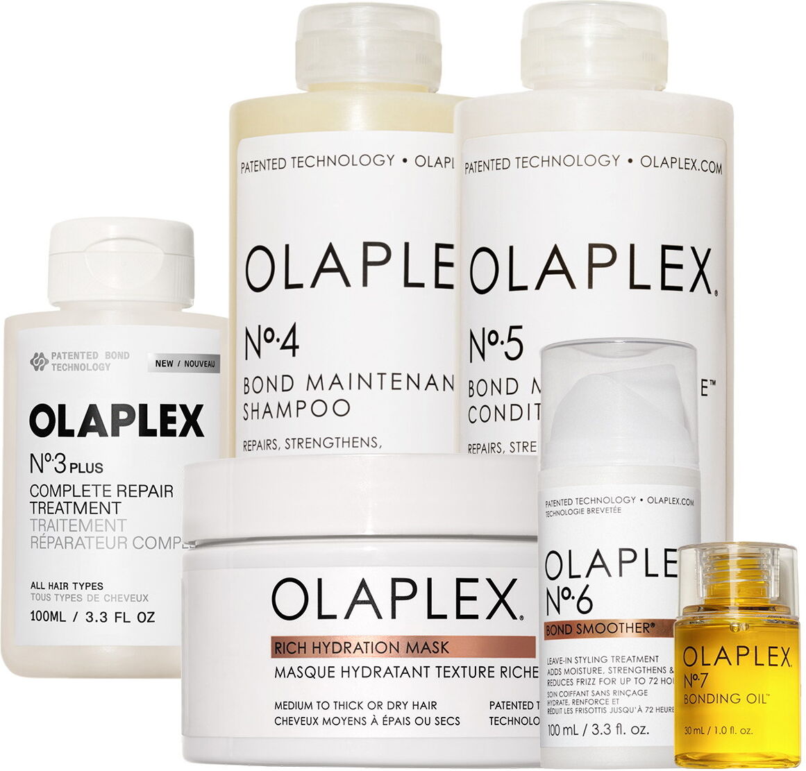 930ml Olaplex Step by Step Set (No.3PLUS 100ml + No.4 250ml + No.5 250ml + No.6 100ml + No.7 30ml + Mask 200ml)